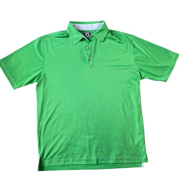 FootJoy Polo Shirt Mens XL Athletic Fit Lime Green Short Sleeve Preppy Golf Polo - Picture 1 of 13